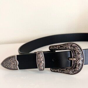Double Buckle Leather Western Belt